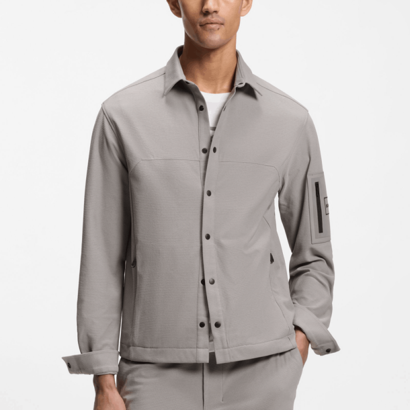 Chemise Décontractée en Tissu Gaufré ST_Tour Waffle L- HUGO BOSS gris clair