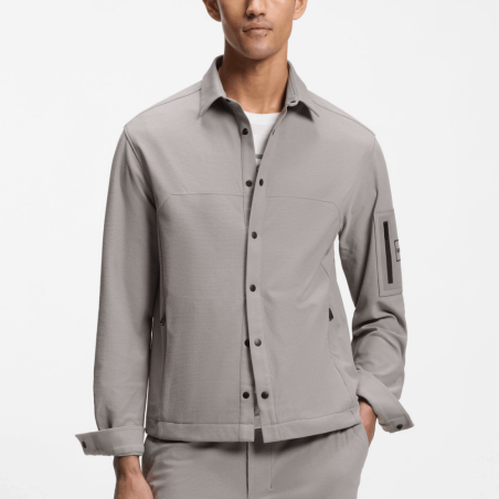Chemise Décontractée en Tissu Gaufré ST_Tour Waffle L- HUGO BOSS gris clair