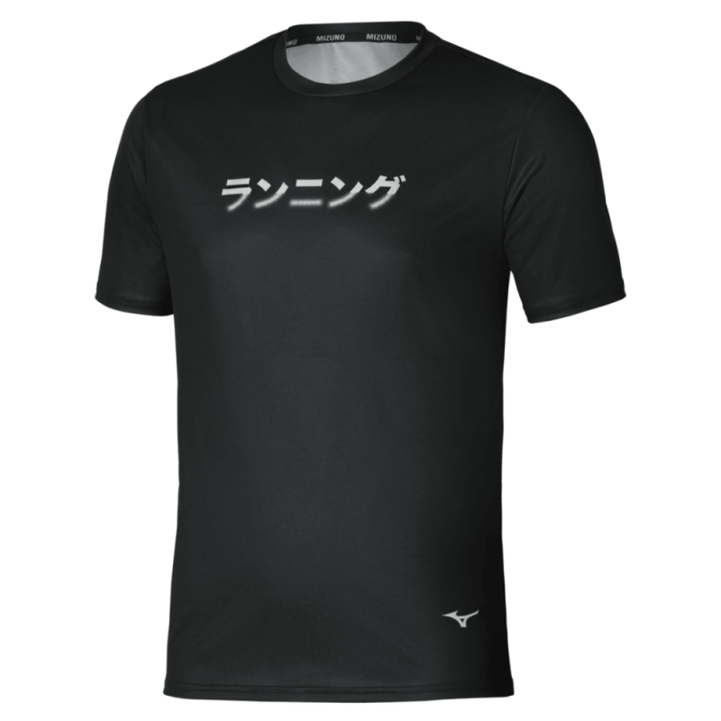 T-Shirt CORE GRAPHIC SHORT SLEEVE TEE -Technologie DryLite & Détails Réfléchissants Mizuno Noir