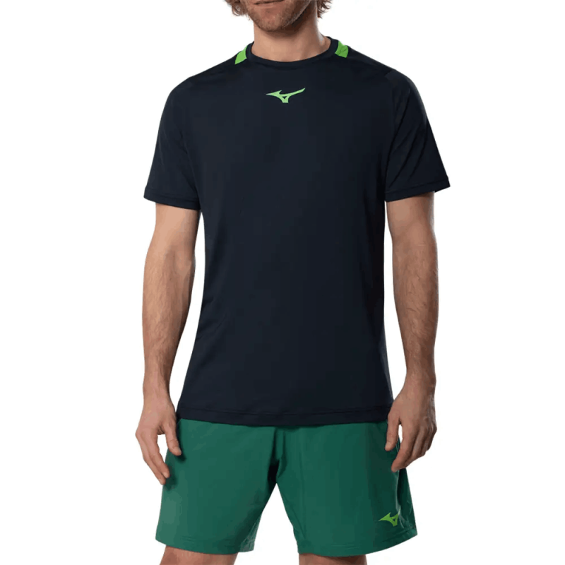 T-Shirt TENNIS TEE -DynamotionFit & Tissu Technique Mizuno noir
