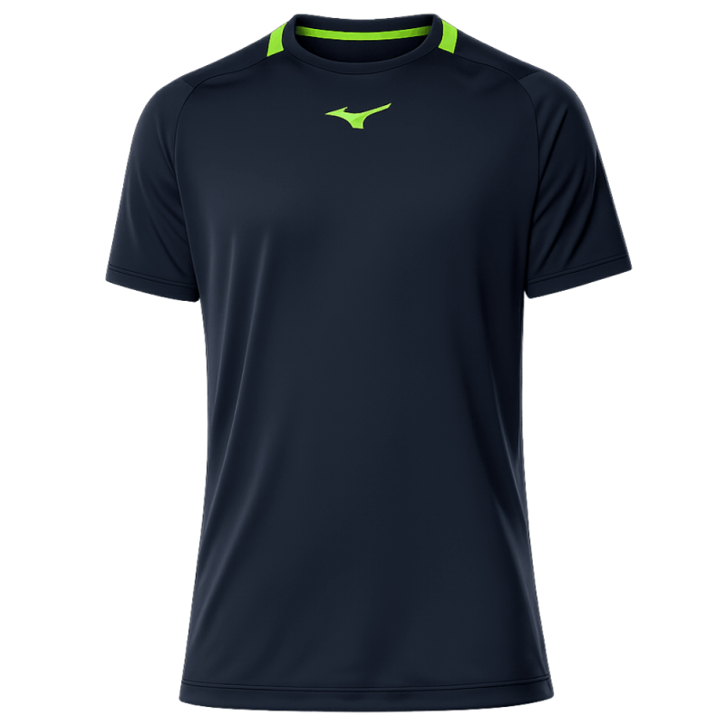 T-Shirt TENNIS TEE -DynamotionFit & Tissu Technique Mizuno noir