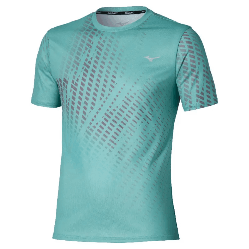 T-Shirt CORE GRAPHIC SHORT SLEEVE TEE -Technologie DryLite & Détails Réfléchissants Mizuno Turquoise