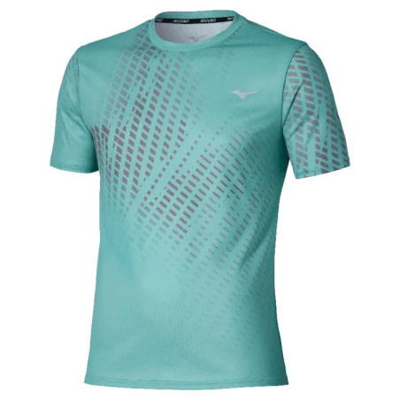 T-Shirt CORE GRAPHIC SHORT SLEEVE TEE -Technologie DryLite & Détails Réfléchissants Mizuno Turquoise