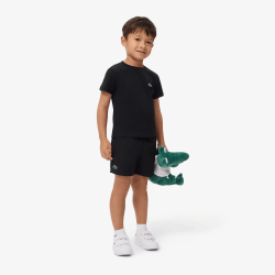 Short Sport  en Taffetas Diamanté Léger avec Taille Élastique et Poches Latérales -Lacoste noir