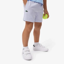 Short Sport  en Taffetas Diamanté Léger avec Taille Élastique et Poches Latérales -Lacoste bleu clair