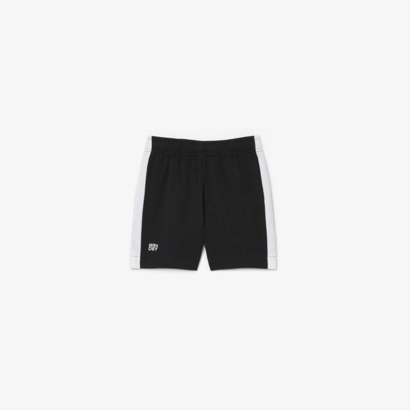 Short Sport taffetas diamanté color-block avec Taille Élastique et Poches -Lacoste noir