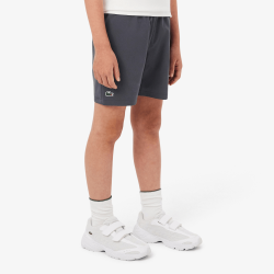 Short de sport garçon  en taffetas léger avec taille élastique et poches-Lacoste gris