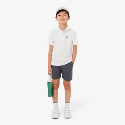 Short de sport garçon  en taffetas léger avec taille élastique et poches-Lacoste gris