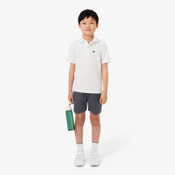 Short de sport garçon  en taffetas léger avec taille élastique et poches-Lacoste gris