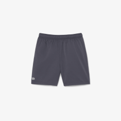 Short de sport garçon  en taffetas léger avec taille élastique et poches-Lacoste gris