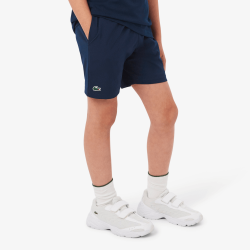 Short de sport garçon  en taffetas léger avec taille élastique et poches-Lacoste bleu nuit