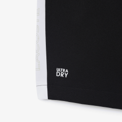 Short sportif Color Block Diamond Taffeta résistant à l’eau avec taille élastique -Lacoste noir