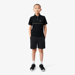 Short sportif Color Block Diamond Taffeta résistant à l’eau avec taille élastique -Lacoste noir