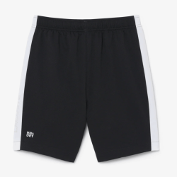 Short sportif Color Block Diamond Taffeta résistant à l’eau avec taille élastique -Lacoste noir