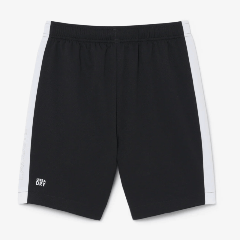 Short sportif Color Block Diamond Taffeta résistant à l’eau avec taille élastique -Lacoste noir