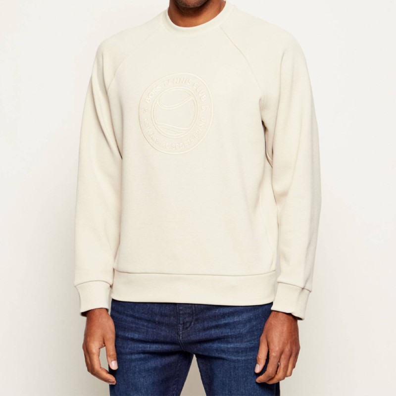Pull col rond en tissu piqué respirant Sw_Join_Salbo BOSS beige