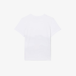T-shirt Enfant en Coton avec Imprimé Crocodile Aquarelle Confortable et Sportif -Lacoste  blanc