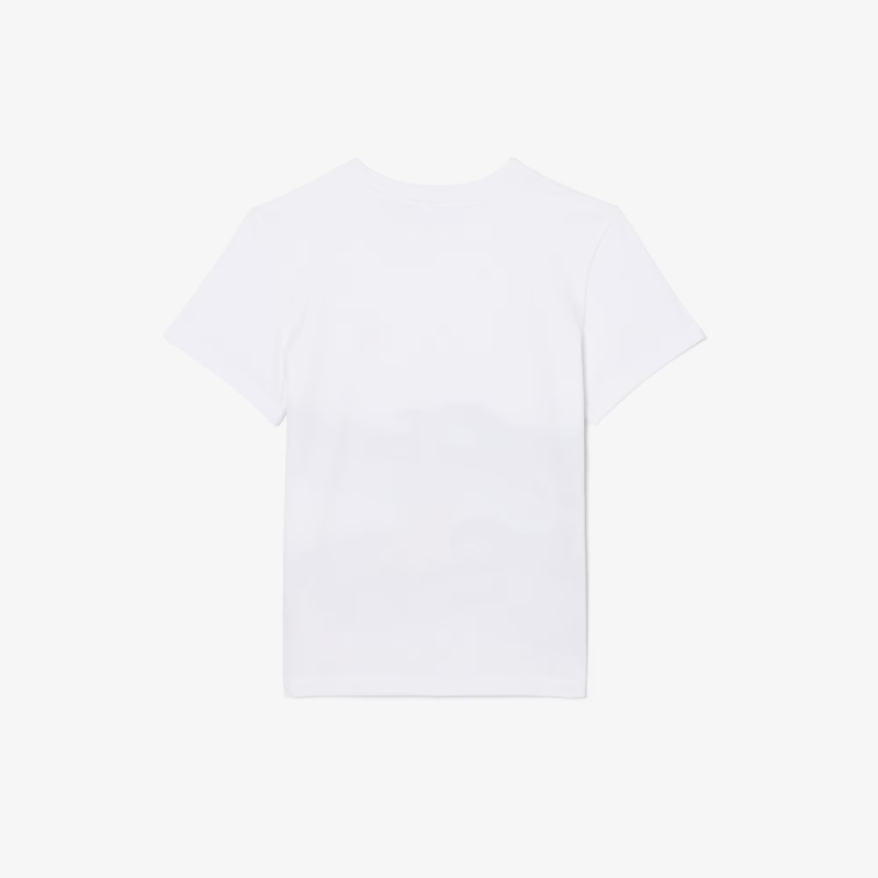 T-shirt Enfant en Coton avec Imprimé Crocodile Aquarelle Confortable et Sportif -Lacoste  blanc