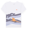 T-shirt Enfant en Coton avec Imprimé Crocodile Aquarelle Confortable et Sportif -Lacoste  blanc