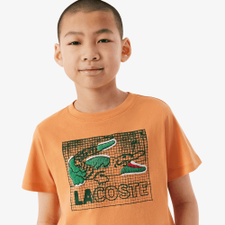 T-shirt en coton imprimé graphique Confortable Sportswear avec Crocodile Brodé-Lacoste  Orange