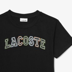 T-shirt en coton brodé confortable respirant et stylé LACOSTE noir