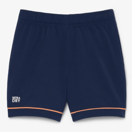 Short Sport Rayé  Enfant en Taffetas - Léger et Résistant -Lacoste bleu nuit/orange