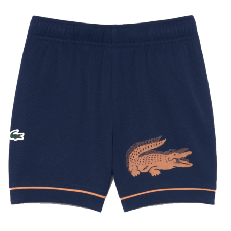 Short Sport Rayé  Enfant en Taffetas - Léger et Résistant -Lacoste bleu nuit/orange