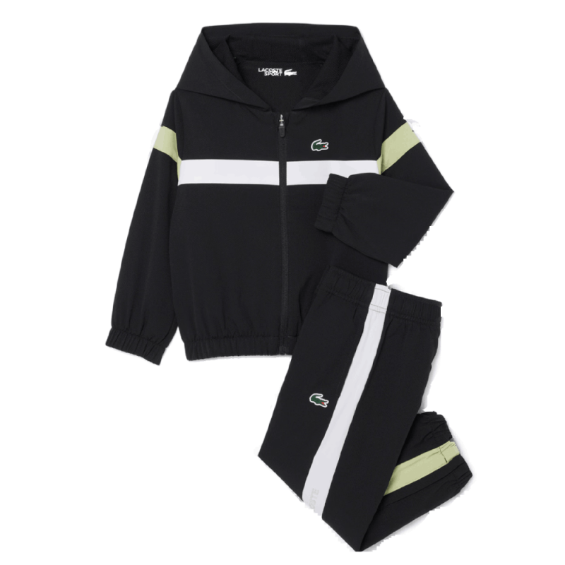 Ensemble de survêtement taffetas diamanté Veste & Pantalon Style Sportswear -Lacoste noir