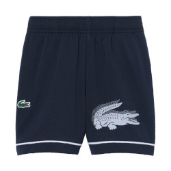 Short Sport Rayé Enfant en Taffetas - Léger et Résistant -Lacoste bleu nuit/blanc