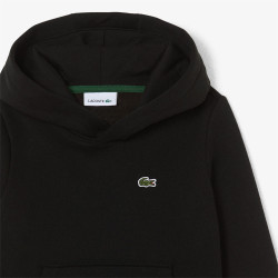 Sweatshirt à capuche mixte molleton enfant avec poche LACOSTE noir