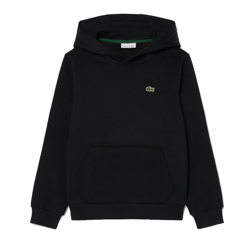 Sweatshirt à capuche mixte molleton enfant avec poche LACOSTE noir