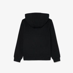 Sweatshirt à capuche mixte molleton enfant avec poche LACOSTE noir