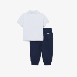 Ensemble nouveau-né polo Petit Piqué Confort, élégance et crocodile brodé iconique LACOSTE bleu clair