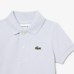 Ensemble nouveau-né polo Petit Piqué Confort, élégance et crocodile brodé iconique LACOSTE bleu clair