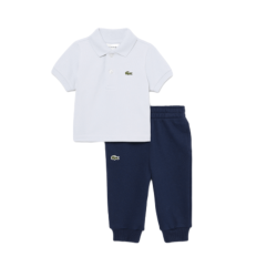 Ensemble nouveau-né polo Petit Piqué Confort, élégance et crocodile brodé iconique LACOSTE bleu clair