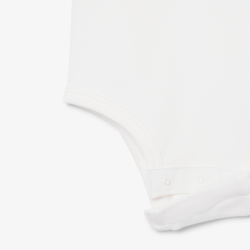 Ensemble layette nouveau-né coton imprimé body manches courtes, pantalon et chaussettes LACOSTE blanc