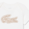Ensemble layette nouveau-né coton imprimé body manches courtes, pantalon et chaussettes LACOSTE blanc