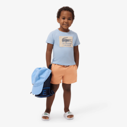 Short de bain Lacoste junior uni en taffetas LACOSTE Orange