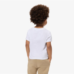 T-shirt Enfant en Coton avec Imprimé Crocodile Aquarelle Confortable et Sportif LACOSTE blanc