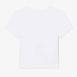 T-shirt Enfant en Coton avec Imprimé Crocodile Aquarelle Confortable et Sportif LACOSTE blanc