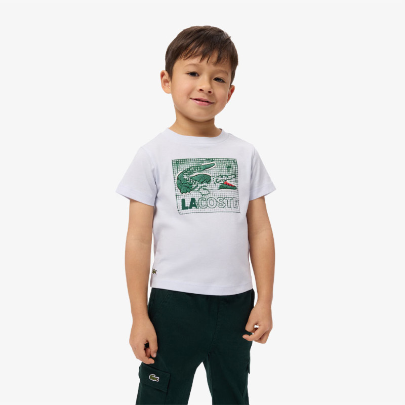 T-shirt enfant coton imprimé graphique LACOSTE bleu clair