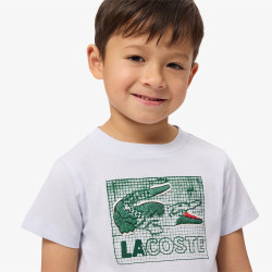 T-shirt enfant coton imprimé graphique LACOSTE bleu clair