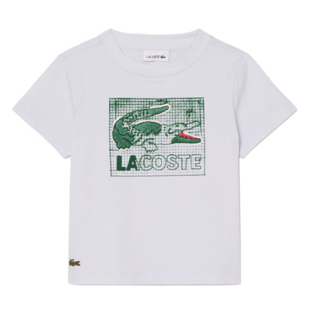 T-shirt enfant coton imprimé graphique LACOSTE bleu clair