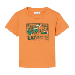 T-shirt enfant coton imprimé graphique LACOSTE orange