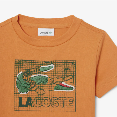 T-shirt enfant coton imprimé graphique LACOSTE orange