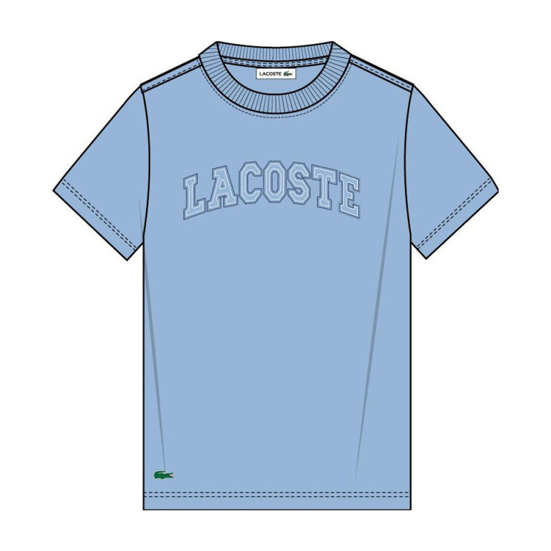 T-shirt en coton brodé confortable, respirant et stylé LACOSTE bleu clair