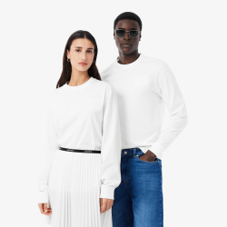 T-shirt Manches Longues  en Coton – Confort & Style Intemporel Lacoste blanc