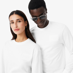 T-shirt Manches Longues  en Coton – Confort & Style Intemporel Lacoste blanc