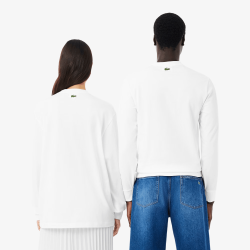 T-shirt Manches Longues  en Coton – Confort & Style Intemporel Lacoste blanc