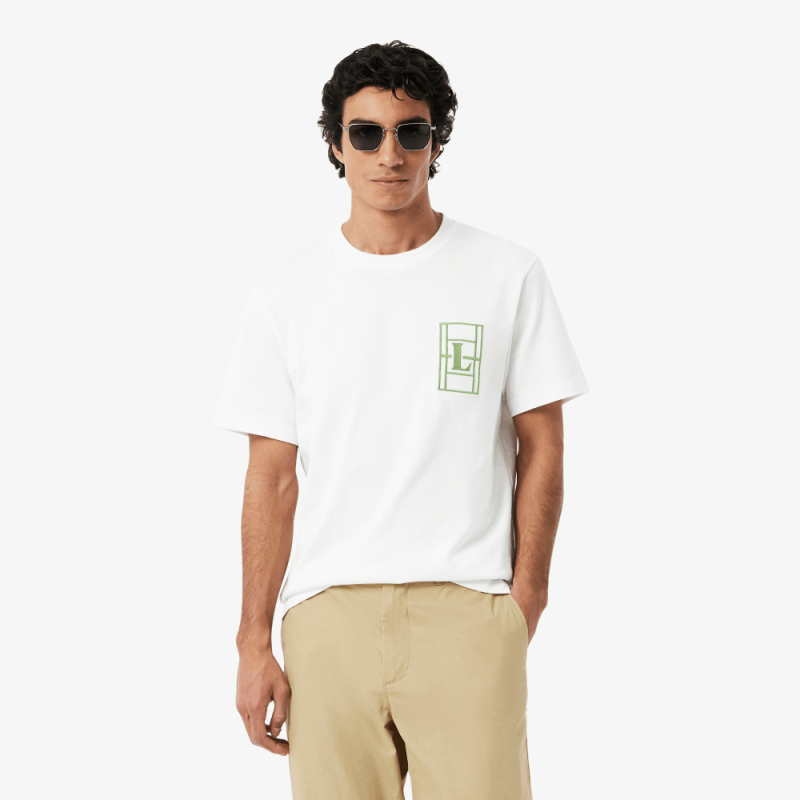 T-shirt en jersey épais brodé Confort premium et style élégant au quotidien - Lacoste blanc